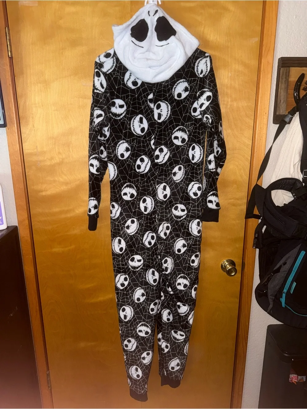 Disney Black & White Jack Skellington Fleece Hooded One-Piece